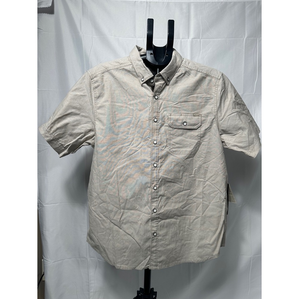 5.11 Tactical Mens Beta Short Sleeve Button Down Shirt Khaki 71389 Medium